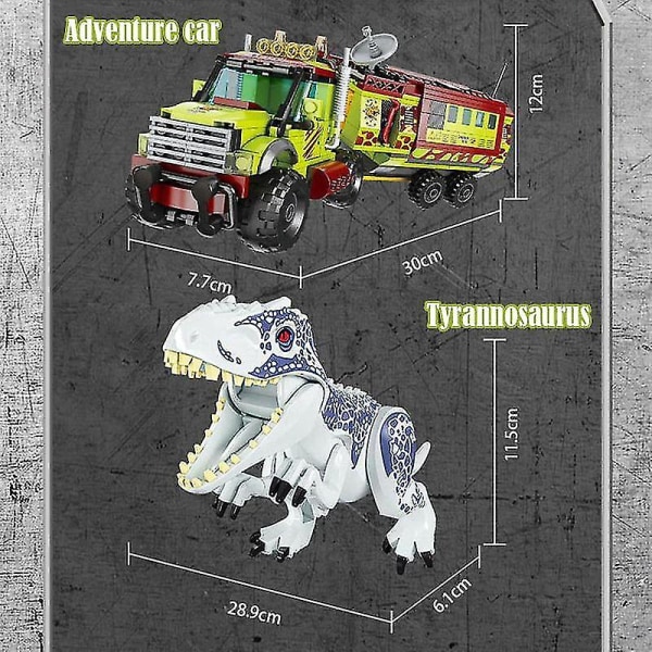 Tyrannosaurus Velociraptor Offroad Køretøj Dinosaurfigurer Legetøj Jurassisk Verden | Klodser