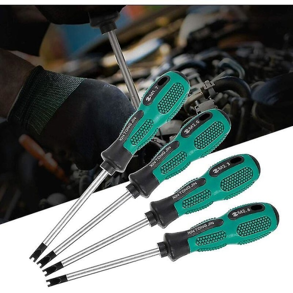 Skrutrekkersett, U-formet skrutrekker 4 stk/sett U-formet skrutrekker Magnetisk skrutrekker Sporet skrutrekker