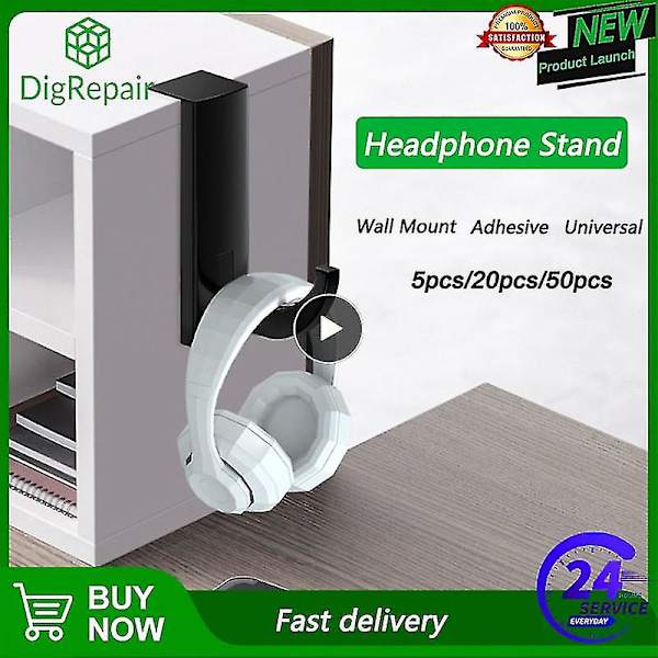 Universal Høretelefon Stativ Vægmontering Headset Hanger Klæbende Øretelefon Holder Stativ Øretelefon Display Stativ Krog Headset Tilbehør Hook Black 2pcs