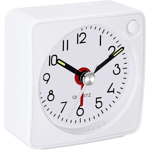 Rejse Analog Alarmur, Ultra Lille Ur Med Snooze Og Lysfunktion, Super Stille Ikke-Tikkende