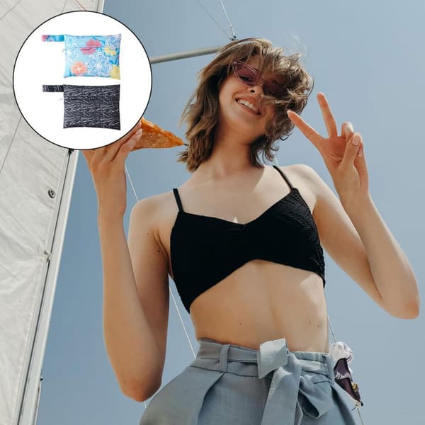 2 st bärbara vattentäta tamponghållare i polyester med dragkedja, praktiska mensväskor