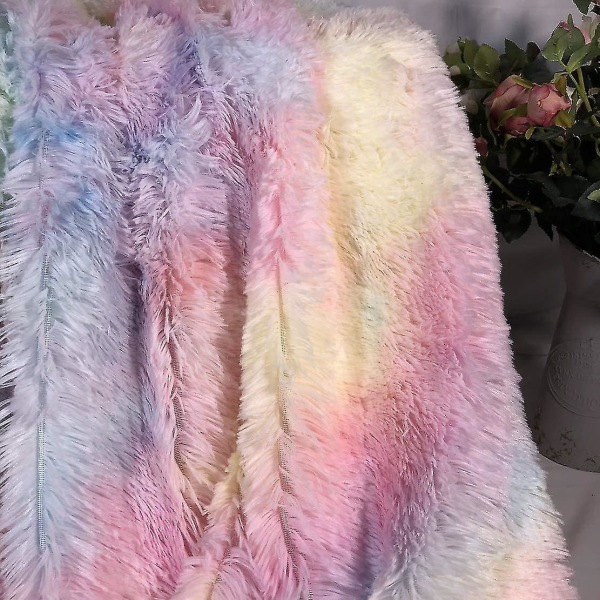 Plush Super Mjuk Filt Färgglad Soffaöverdrag Luddig Pläd