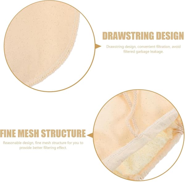 Nøddemælkspose Osteklude Store Størrelse Design Bomuld Genanvendelig Finmasket Beige Madsi