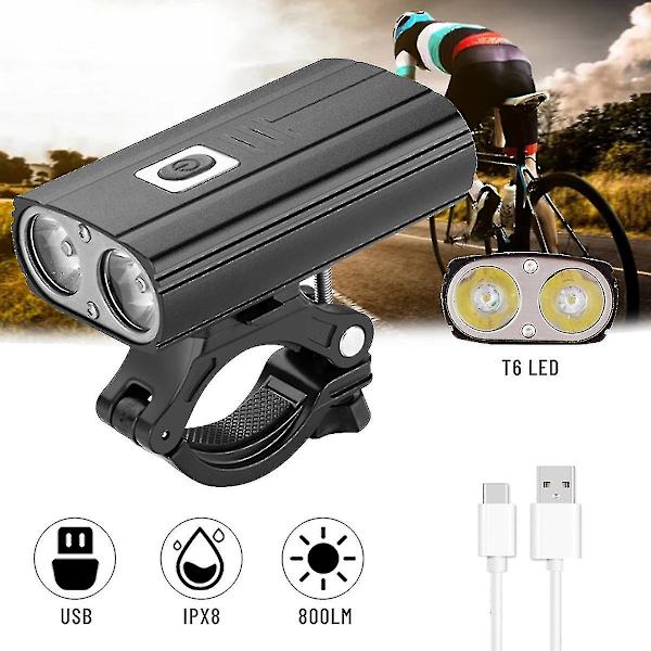 Pyörävalo USB-ladattava LED-pyörälamppu Polkupyörän etuvalo Vedenkestävä maantiepyörän etulamppu