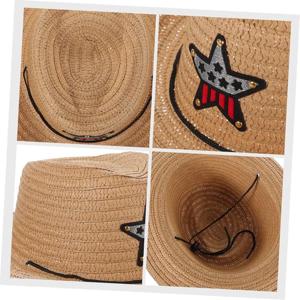 Barn Stråhette Solhatt Sommerhatter for Jenter Bred Brem Khaki Motedesign Enkel å Pakke Solbeskyttelse