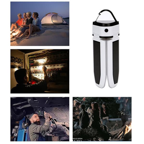 Solcelled Genopladelig Campinglys Tre-bladet Staldlys Udendørs USB Multifunktion Magnet Nødlys