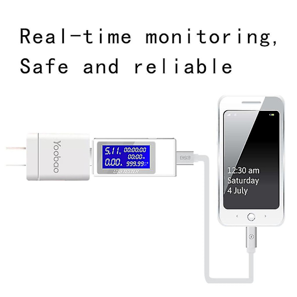 USB-testare Digital Voltmeter Ström Spänning Laddare Kapacitetsdetektor Indikator