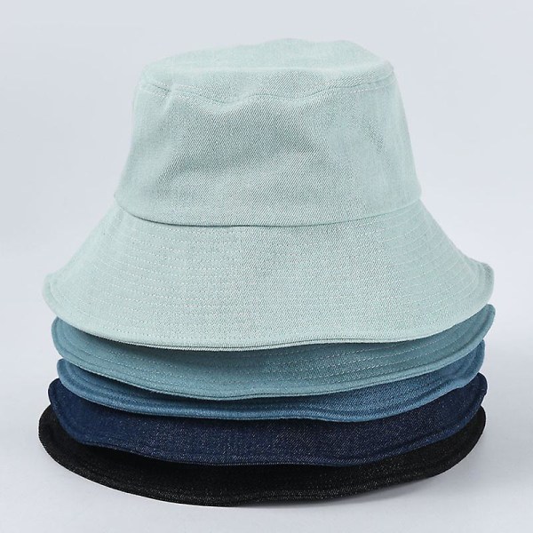 Solhat, Dame Bucket Solhat, Foldbar Udendørs Hurtigtørrende Hat, Vind- og Uv-resistent Hat (sort)（lyseblå）