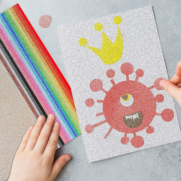 Flerfärgat glitterpapper för pyssel, A4 20 ark glitterkartong för pyssel och skapande
