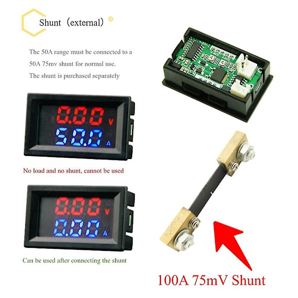 Amp Volt Meter Digital Voltmeter Ammeter Spænding Strøm Detektor Multimeter（100A）