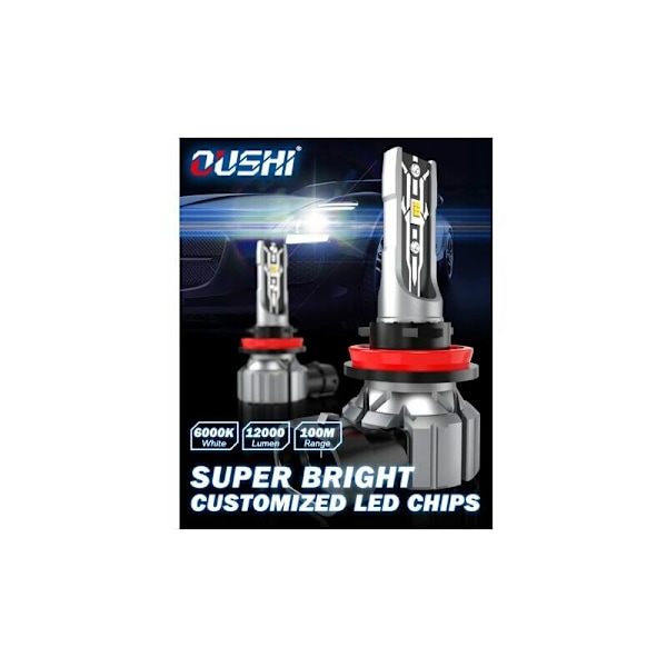 CRUEL 55W H11 LED-lampor, OUSHI H8 H9 Bildimlyskonverteringssats, 12000 Lumen Super Bright IP68 Vattentät, 6000K Xenon Vit?? (2-pack)