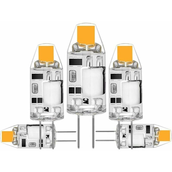 5-pack 2W G4 LED-lampor, ersätter 20W halogenlampor, varmvit? 3000K, 200lm, 12V AC/DC G4, flimmerfri, dimbar [Energiklass F]