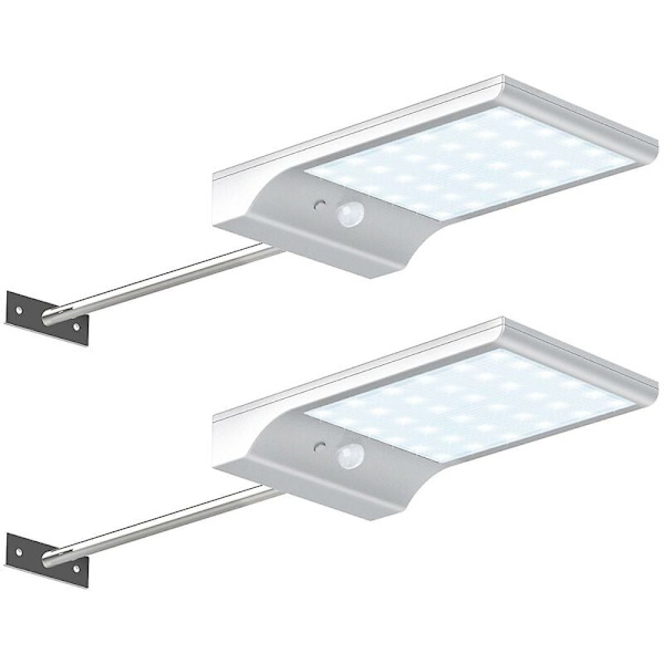 Utomhus solcellslykta Vattentät trädgårdslampa med rörelsesensor (2 vita vita lampor)