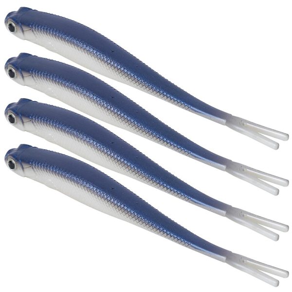 AR59 4PCS Gaffel Lang Hale Fiske Myk Kunstig Agns 115mm 7g Spraymalt Lures Tackle#4 Blå Rygg