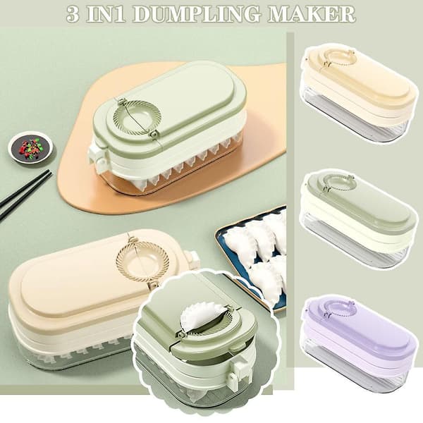 3 i 1 Manuel Dumpling Maker Køkken Dumpling Making Tool Bærbar（Khaki）