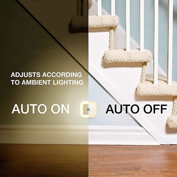 Nattlys Plug-in [6-pakning] Smart Dusk To Dawn Sensor, Automatiske nattlys, Varm hvit