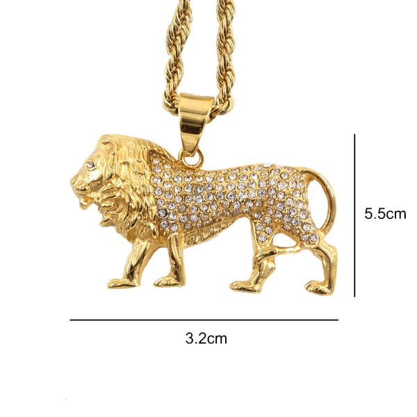 Rhinestone Set Lion hänge halsband för män
