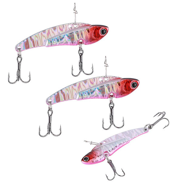 3PCS Metallkonstgjord Lockbete Alla Simlager Sjunkande Vibrationshårt Bete Fiskeutrustning Röd Huvud Silverkropp