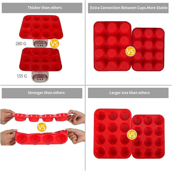 2 stk. silikone muffinbageform og cupcake-bakke 12 kopper - nonstick kageforme/