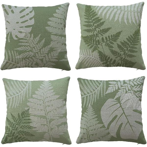 Kuddfodral Hem Trädgård Utomhus Inomhus 4-delars set Salviagrön Blad Kuddfodral Vardagsrum Stol Soffa 18x18 Tum Kuddfodral 45x45 cm