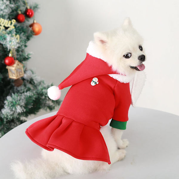 2 stk. kjæledyrklær lue sett jul hunder snømann cosplay kjole kjæledyr kostyme（2XL，rød）
