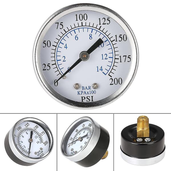 Trykkmåler Kompressor 2\" Ansikt 0-200 Psi Bakmontering 1/4\" Npt 0-14bar