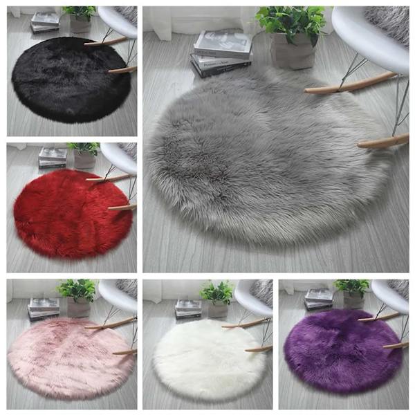 Rund fluffig matta fluffig lång lugg lurvig matta djup lugg löpare vardagsrum (svart)