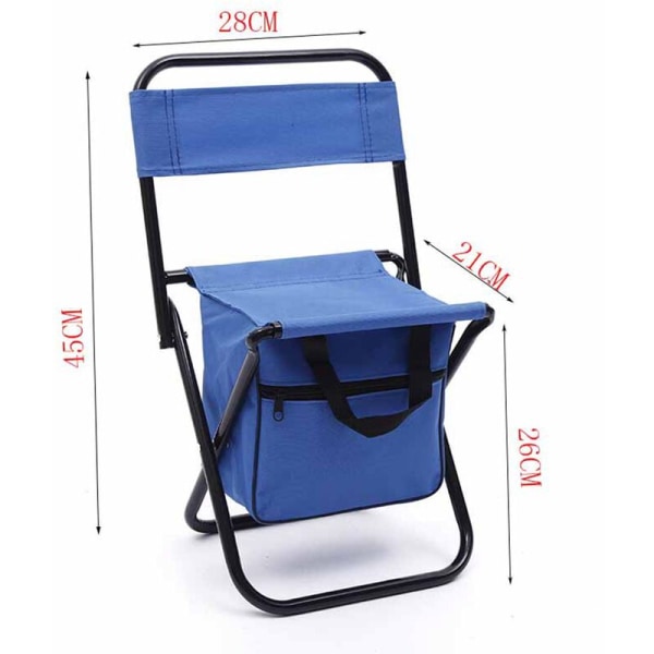 Fällstol Utomhuscamping Bärbar hopfällbar stol med ryggstöd Fiskefritidsstol med väska (blå)