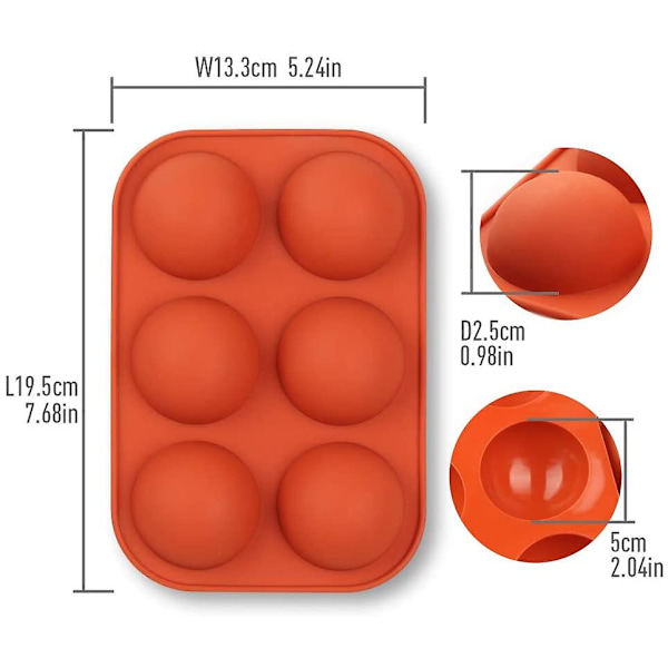 6 Hulrums Halvkugle Silikoneform 3 Pakker Bageform Til Fremstilling Af Chokolade Kage Gele Dome Mousse