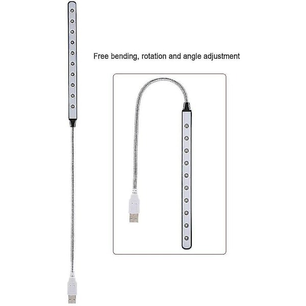 Usb Led-lys - 10 Super Bright Led-læselampe - Ingen batterier påkrævet Mobil strømforsyning Energibesparende computerlys