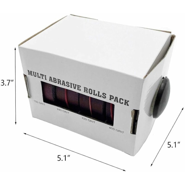 Set med 4 rullar sandpapper med infällbar sandpappersdispenser för metall, glas, snickeri -4 rullar à 6 m