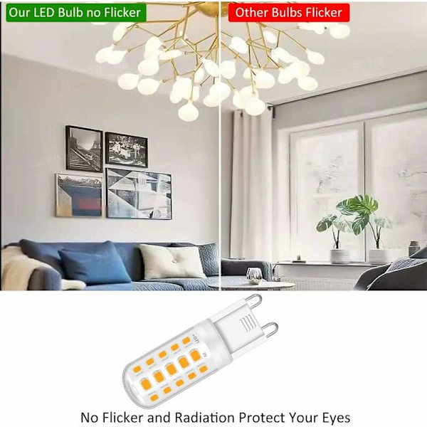 6 st varmvita G9-lampor LED-pennsmall glödlampa G4 hög ljusstyrka energibesparande ljuskälla 220V keramisk majshögspänningsglödlampa