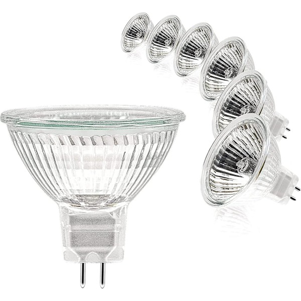 Halogenpære, Mr16 Spotpære, 12v 35w Pære, Gu5.3 Pære Dimbar Mr16 Pære, 2 Pin Halogenpære Varm Hvit 2700k, 6 Pakning