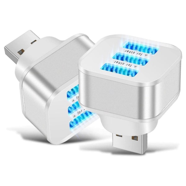 Bærbar 3-ports USB-mobillader, usb-forlengerlader, adapter Ladepluggstasjon Basehode Hjem (6 stk)