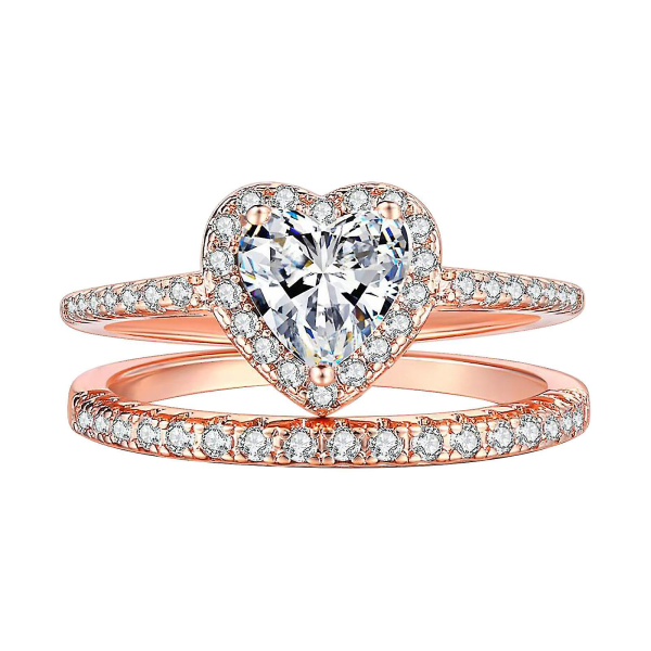 Damemode diamantring par smykker 1 par ringe sæt størrelse 8