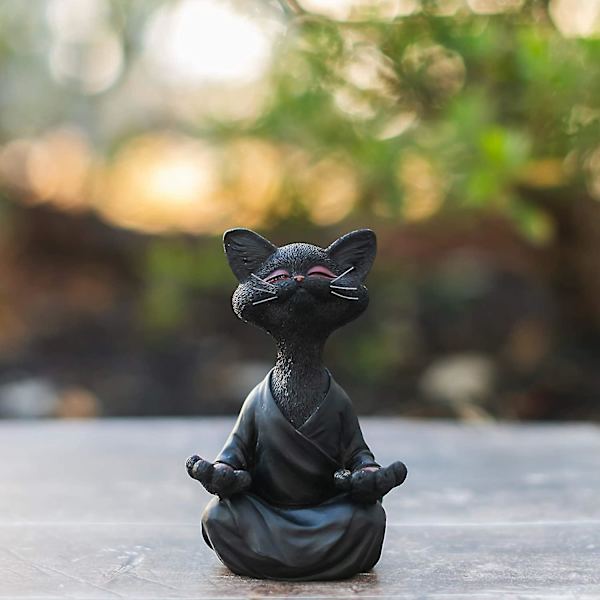Nyckfull katt Buddha, en gåva till kattälskaren Svart