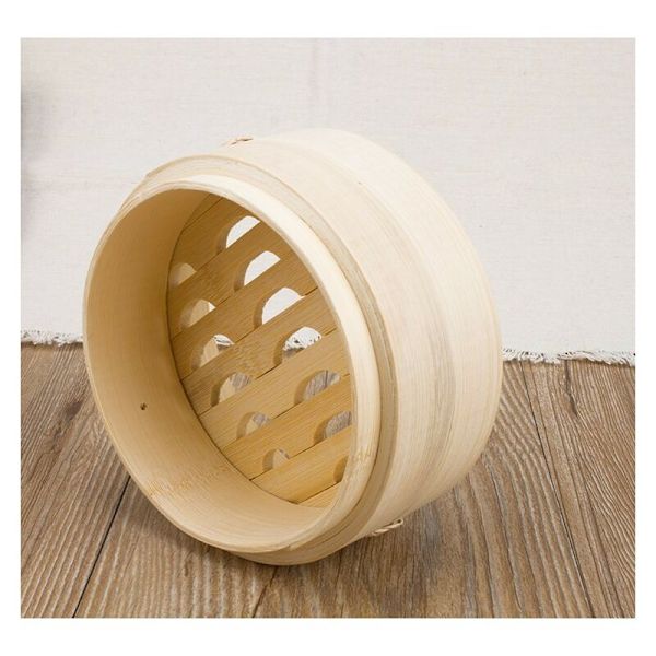 Bambubåtsångare Asien korg 2 nivåer Dim Sum ris bambubåtsångare 20 cm 2 nivåer + 1 lock 3 delar