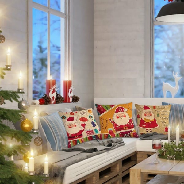 1 Pack Julgransprydnader för Jul Kuddfodral Jultomten Kuddfodral Heminredning Stil 10