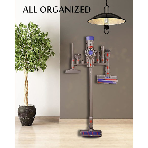 25x8x10cm seinäteline lisävarusteille Dyson V15 V12 V11 V10 V8 V7 -pölynimuriin (10 säilytyspaikkaa, 2 kpl)