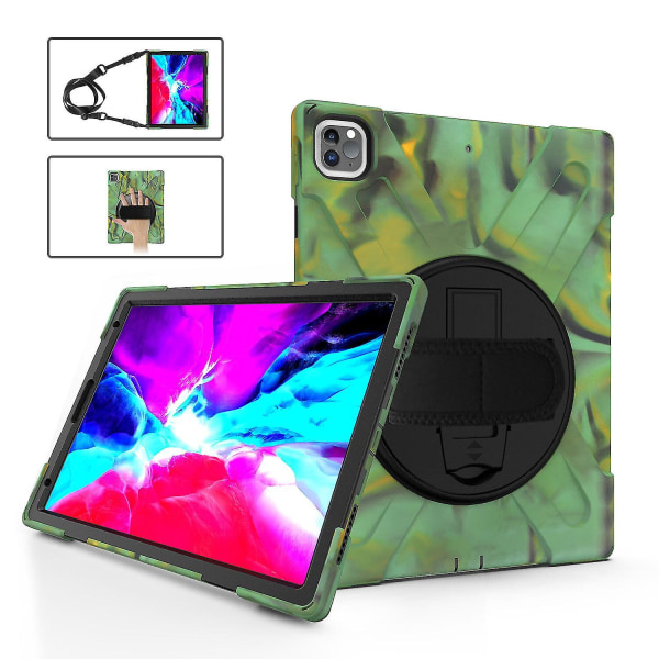 Avtagbart axelbandsfodral för iPad Pro 12,9 tum med handrem, justerbart stativ, kameraskydd