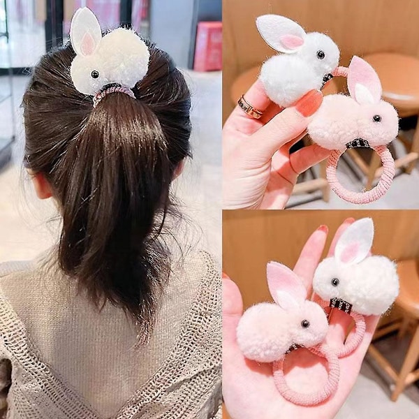 Bunny Hårband Söt Söt Hög Elastisk Hår Rep Huvudbonad Tillbehör（Grå）