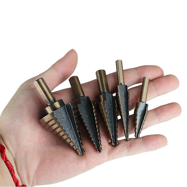 5 st HSS kobolt hål stor metall stegborr set titanfräs kott 50 storlek