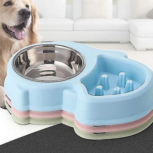 Anti-gulpe hundekop katteskål anti-gulpe katteskål dobbeltformål langsom madskål anti-kvælning hundebow