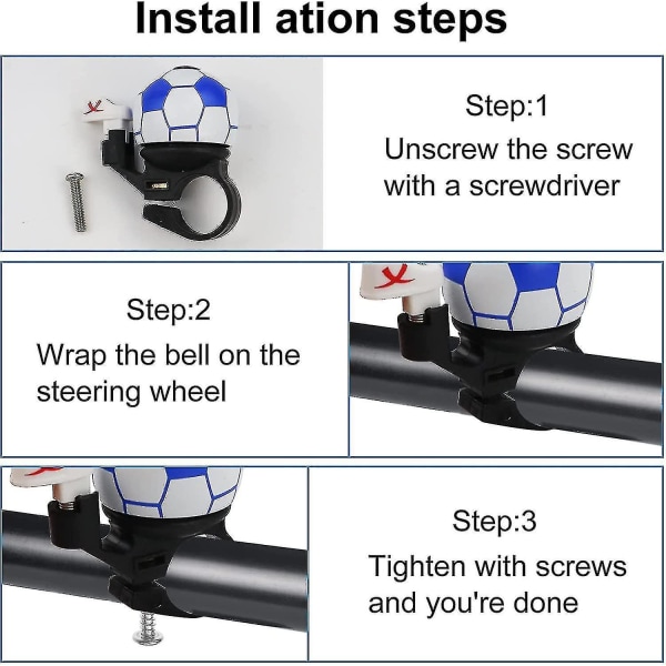 Sykkelklokke, 2 stk sykkelklokke ball barneklokke barnesykkel (blå hvit)