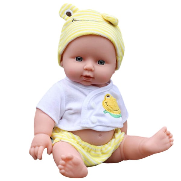 12-tums docka baby leksak mjuk vinyl naturtrogna baby för barn pojkar flickor（gul）