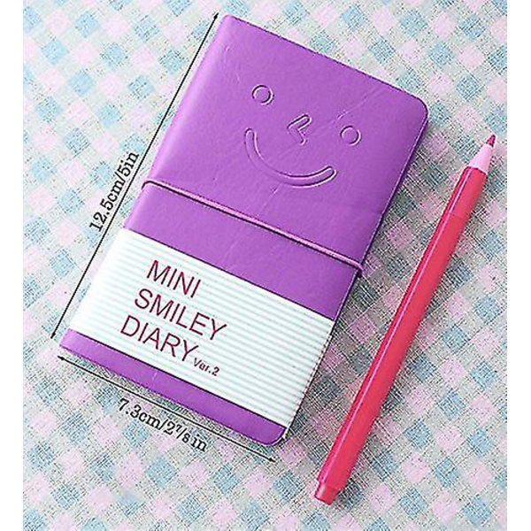 5 stk. Mini Smiley Notebook, Smile-design Dagbog/journal med elastikbånd, tilfældig farve