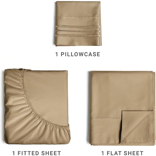 Twin Xl lakanset - Andningsbart & kylande - Sängkläder för högskolehem - Hotell lyxiga lakan - Extra mjuka lakan - Djupa fickor - Lätt att passa - 3 delar