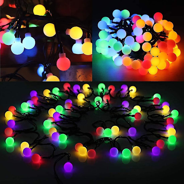 12m Fe-ljus Färgglada Boll Solcells Outdoor Kedja, 100 Ip54 Vattentäta Led-slingor, Utomhus Färgglada Jordklot Solcells Drivna Kedja Utomhus Fe-ljus
