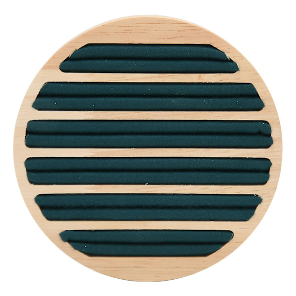 Trä 6 platser rund form ring örhänge förvaringsbricka grön flanell display smycken hållare