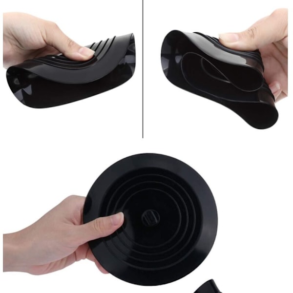 2-pack livsmedelsgodkänd FDA kökshandfat rund silikon diskbänksplugg vattenplugg silikon golvbrunn lock diameter 15cm svart
